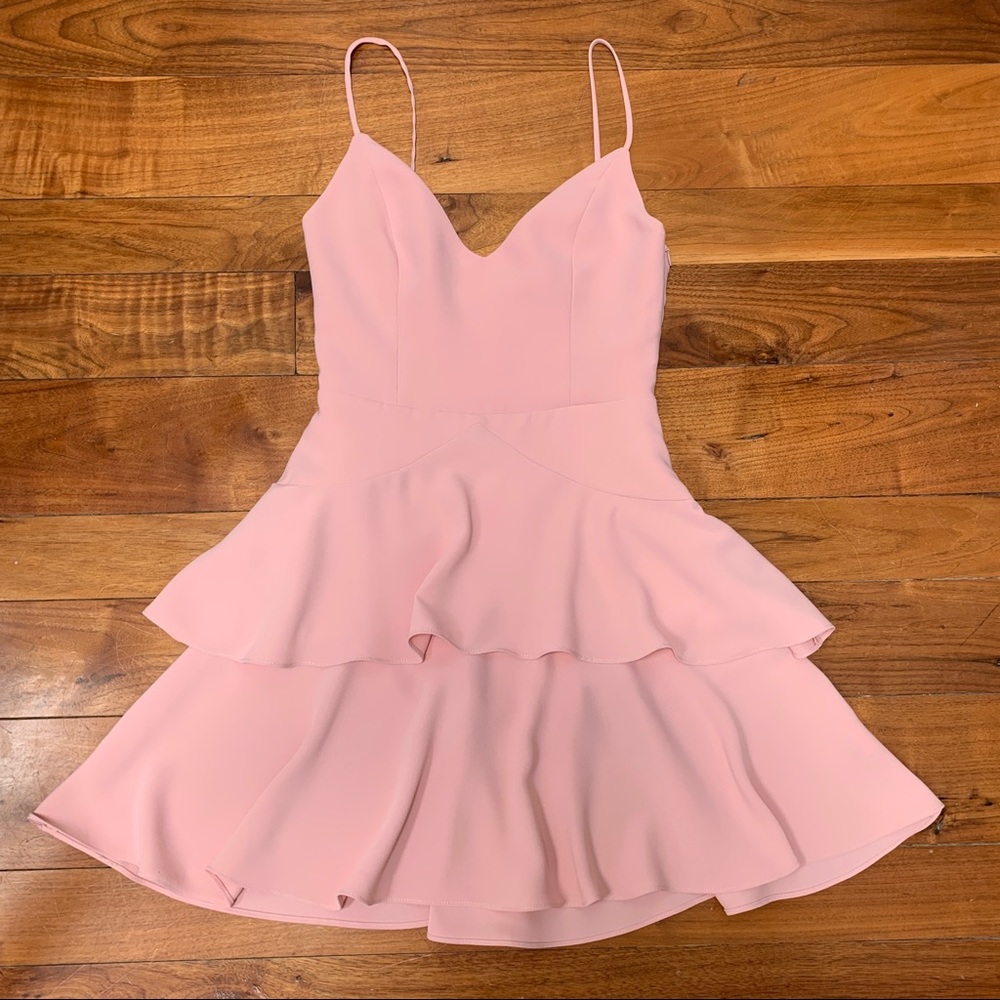 Amanda Uprichard Pink Spaghetti Strap Peplum Short Dress Small